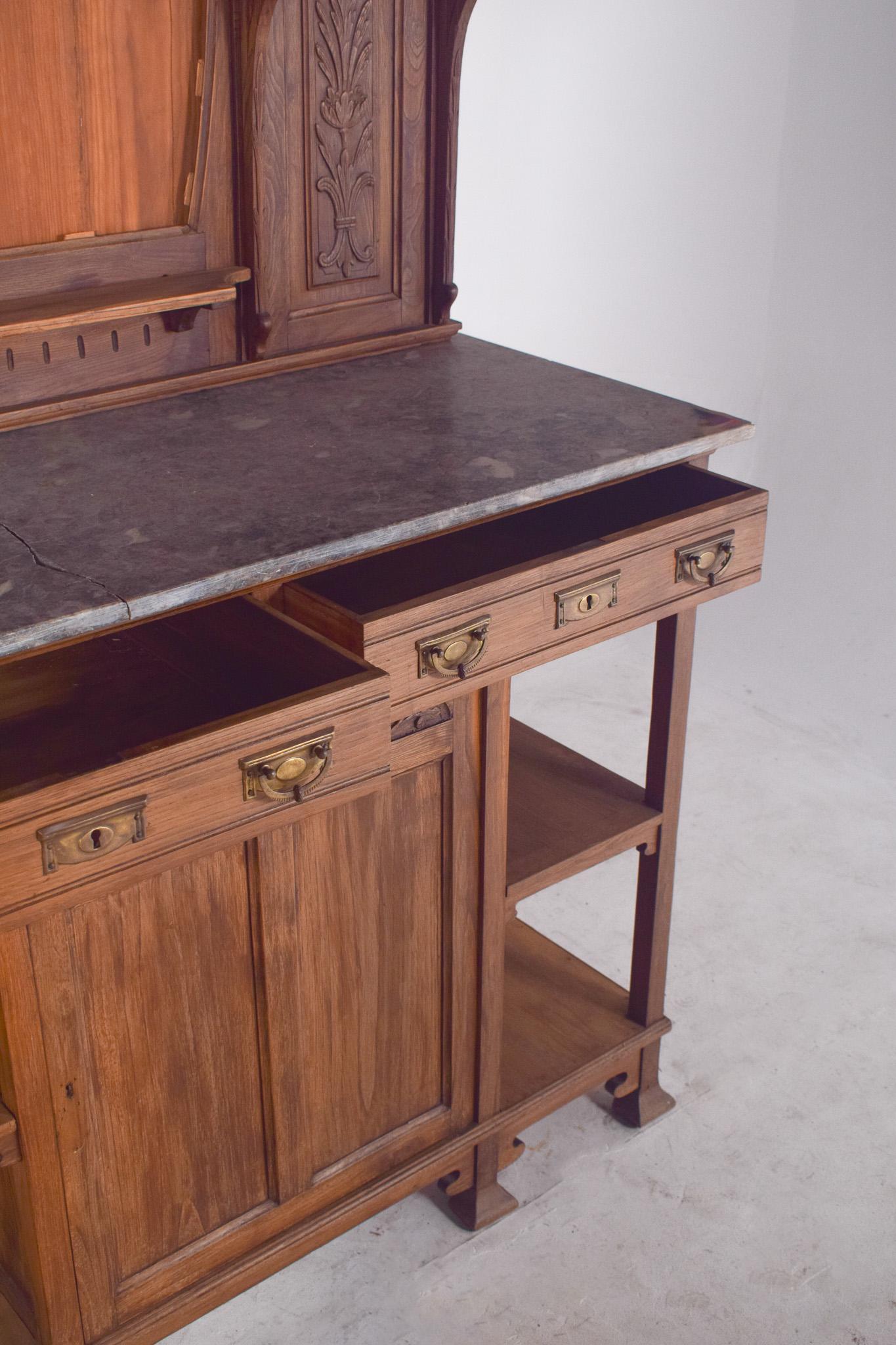 20th Century Portuguese Art Nouveau Tall Sideboard For Sale 4