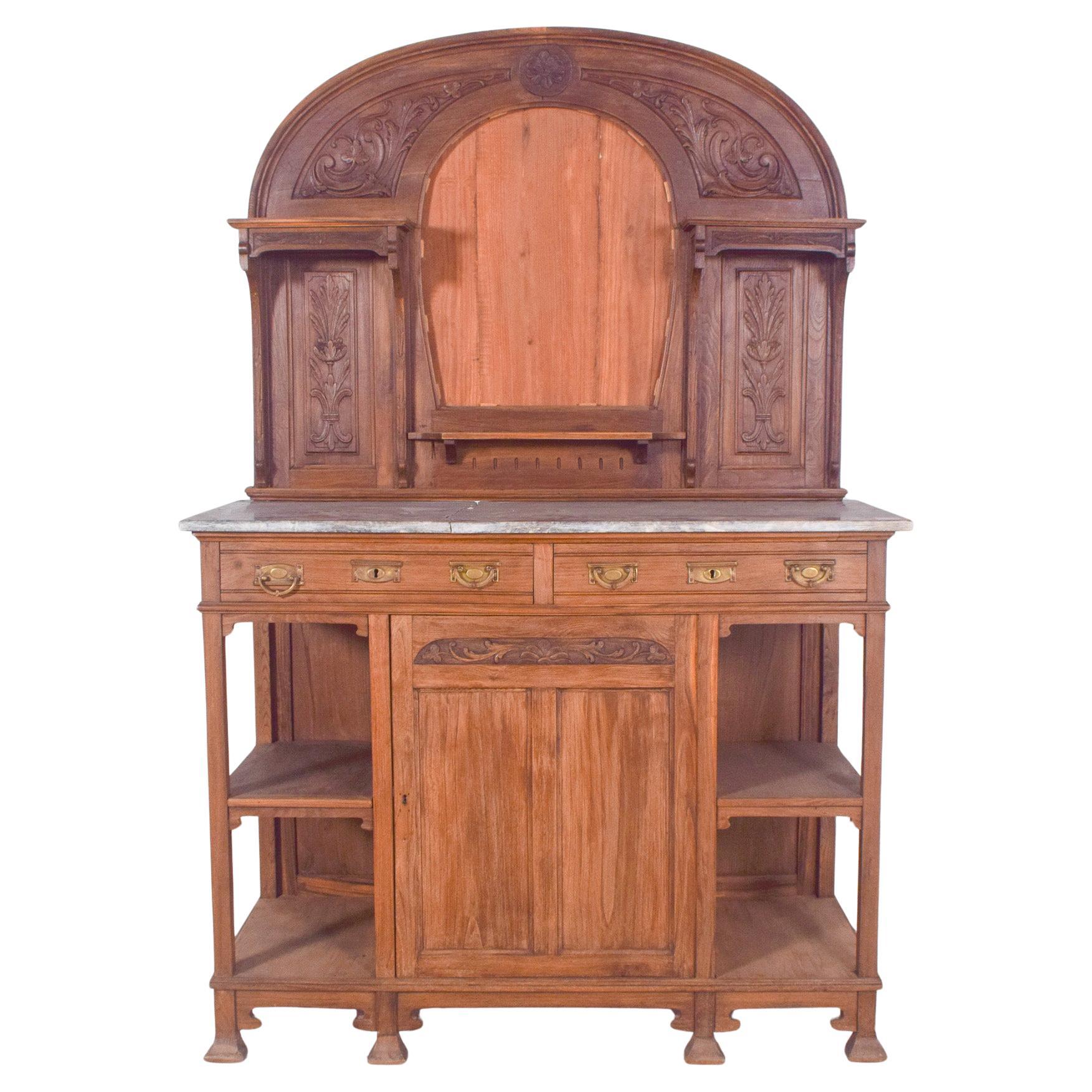 20th Century Portuguese Art Nouveau Tall Sideboard For Sale