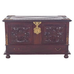 20th Century Portuguese Carved Wooden Chest