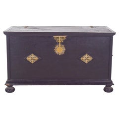 20th Century Portuguese Chest with Tray and Gilded Fittings