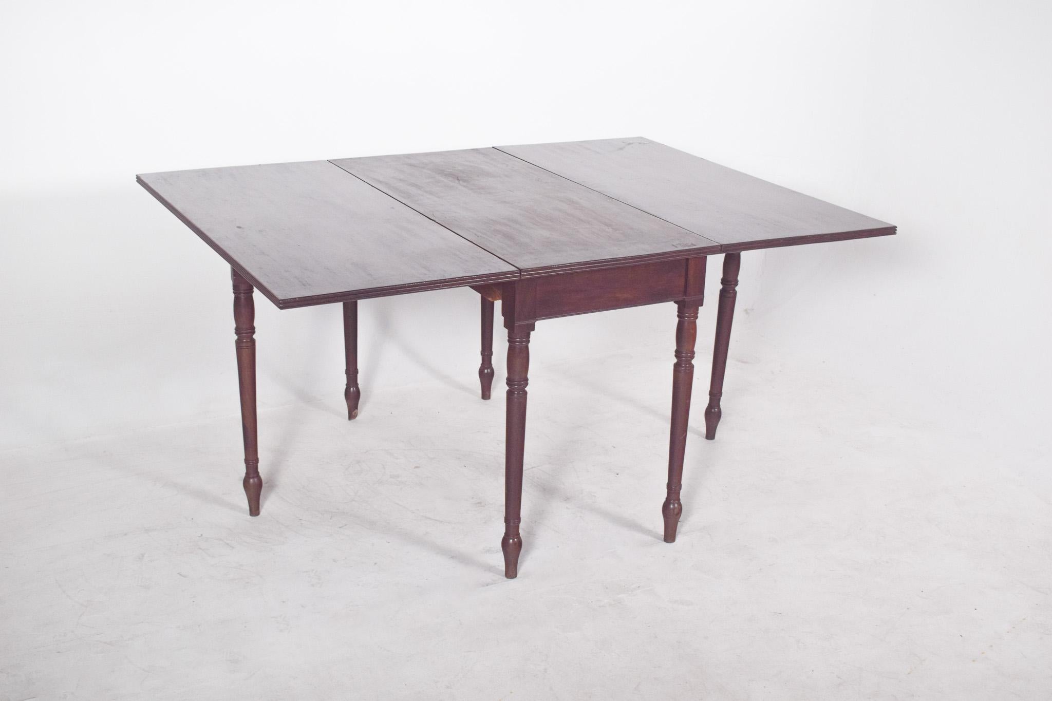 Wood 20th Century Portuguese Flip Flap Square-Topped Table For Sale