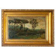 20th Century Portuguese Oil on Wood Landscape with Cow by Agostinho Mello Júnior