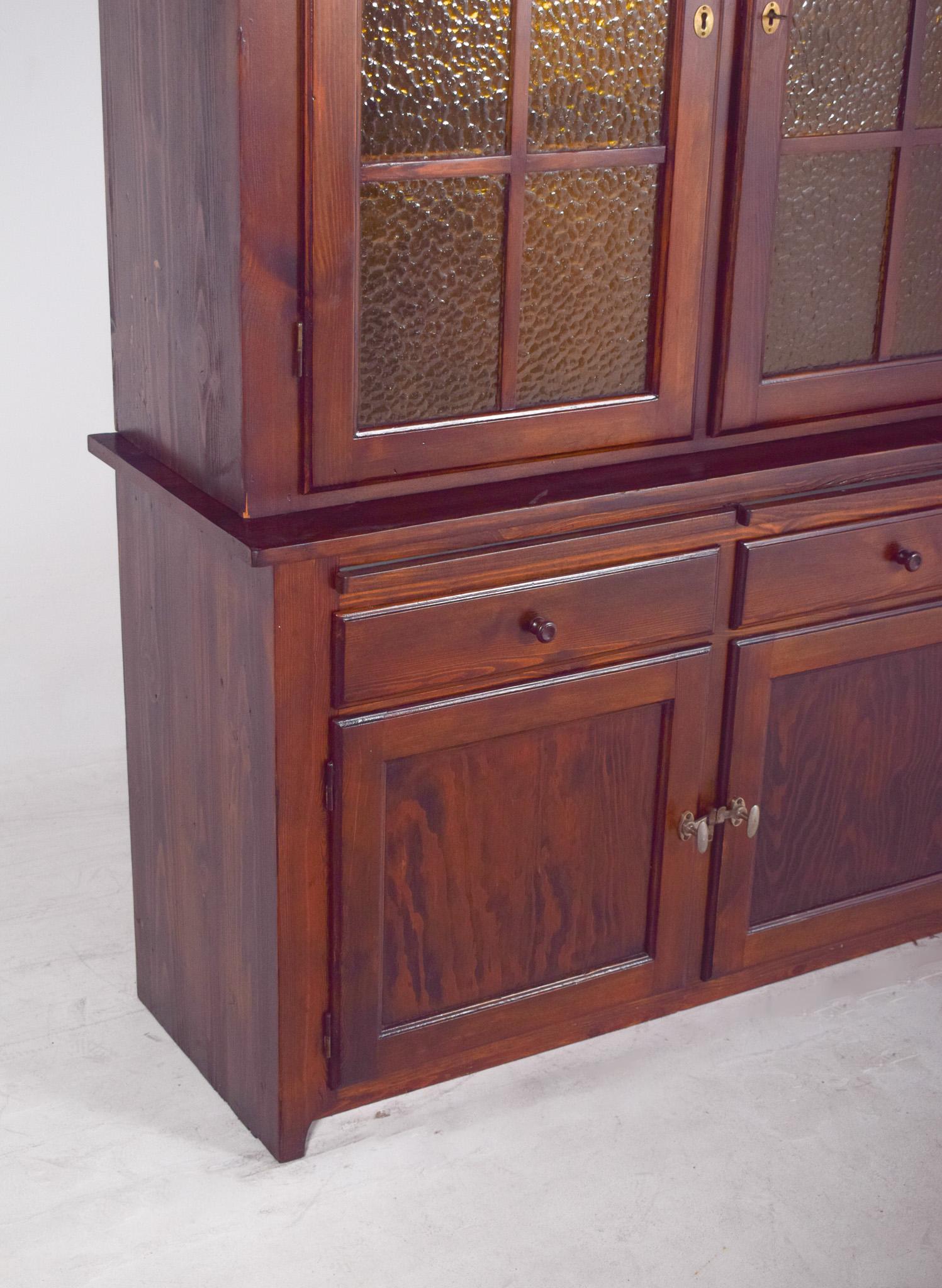 Rustic 20th Century Portuguese Two-body Display Cabinet For Sale