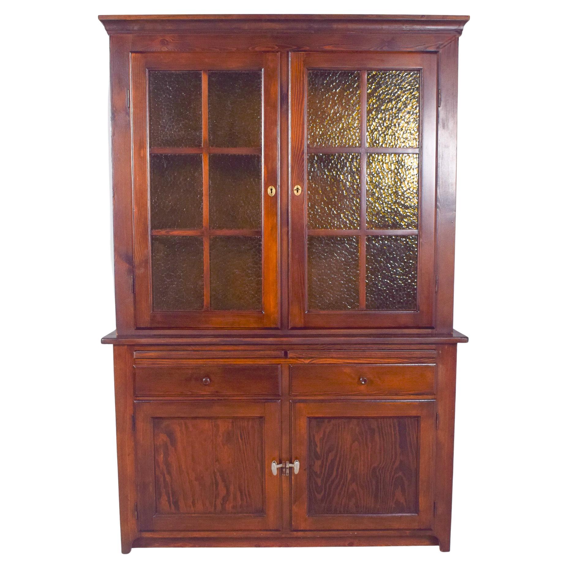 Portugiesischer zweischaliger Vitrinenschrank des 20.