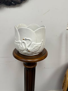 20th Century Portuguese White Ceramic Swan Planter