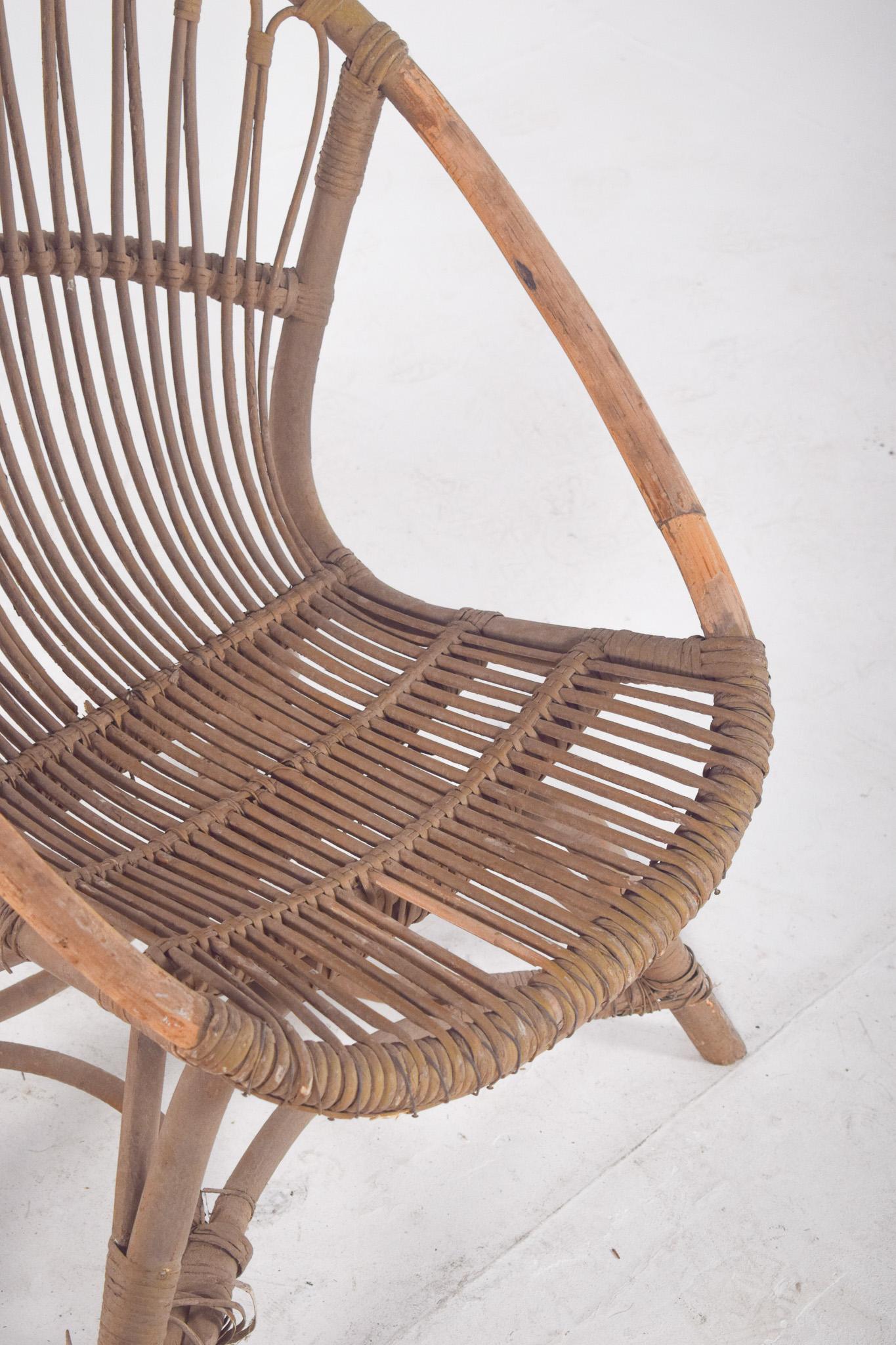 Chaise en osier portugaise du 20e siècle Abîmé - En vente à Lisboa, Lisboa