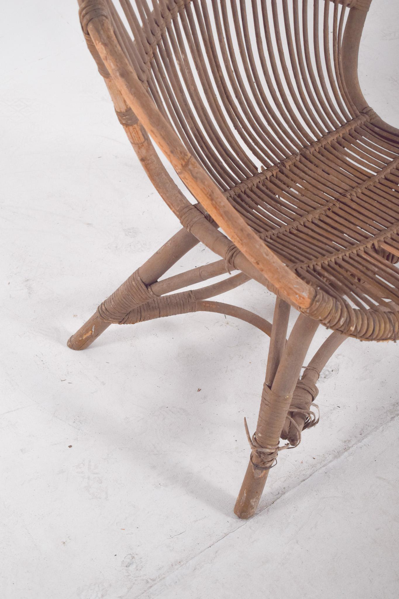20ième siècle Chaise en osier portugaise du 20e siècle en vente
