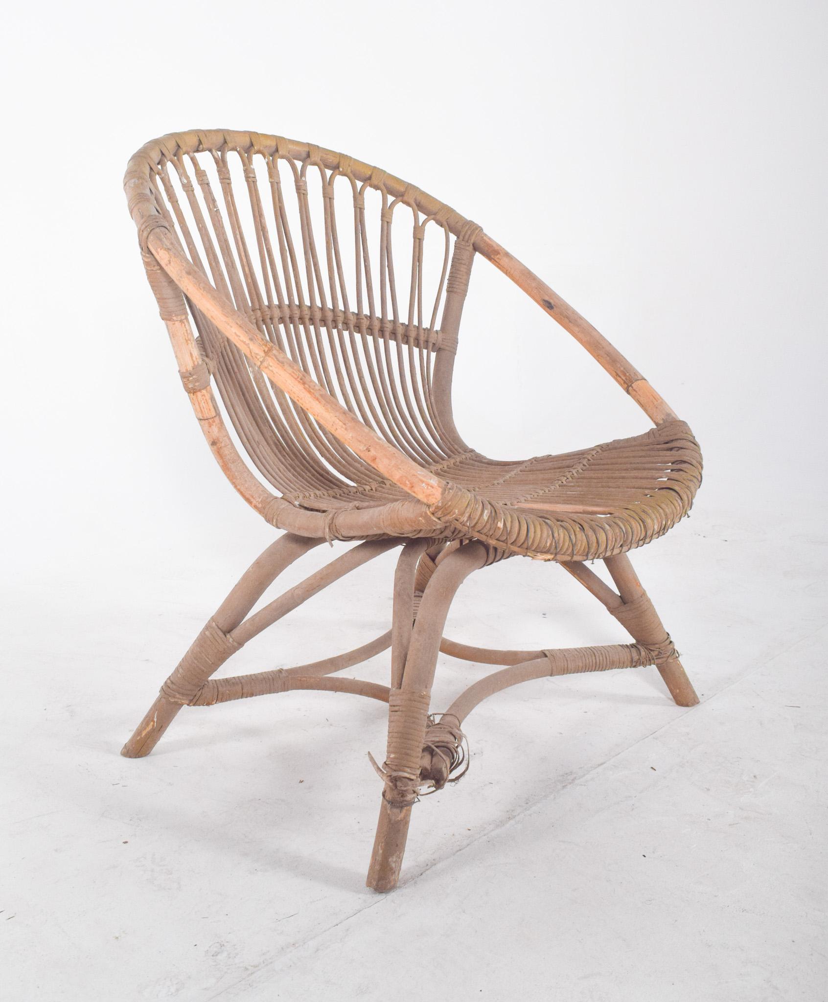 Osier Chaise en osier portugaise du 20e siècle en vente