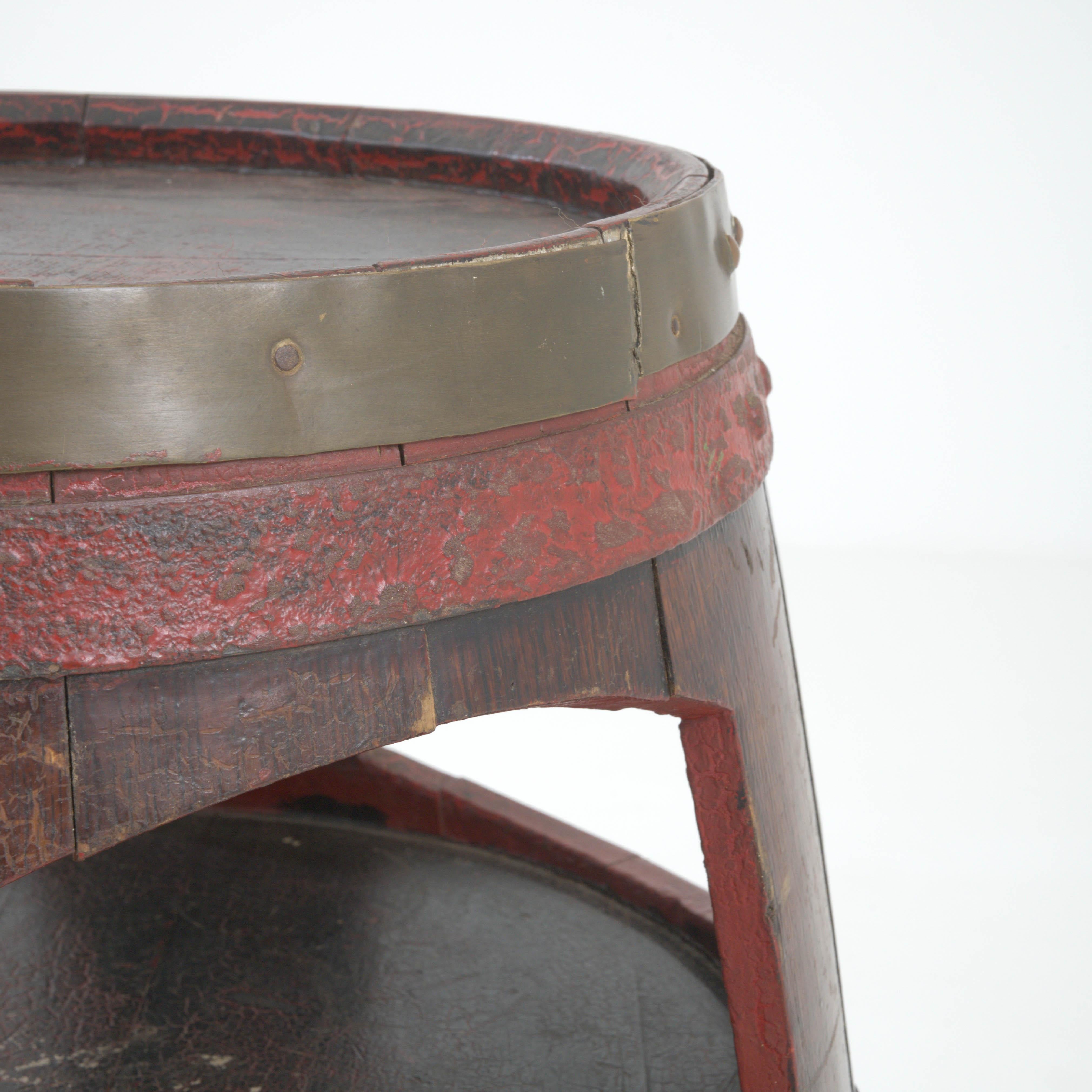 20th Century Portuguese Wooden Barrel Side Table For Sale 3