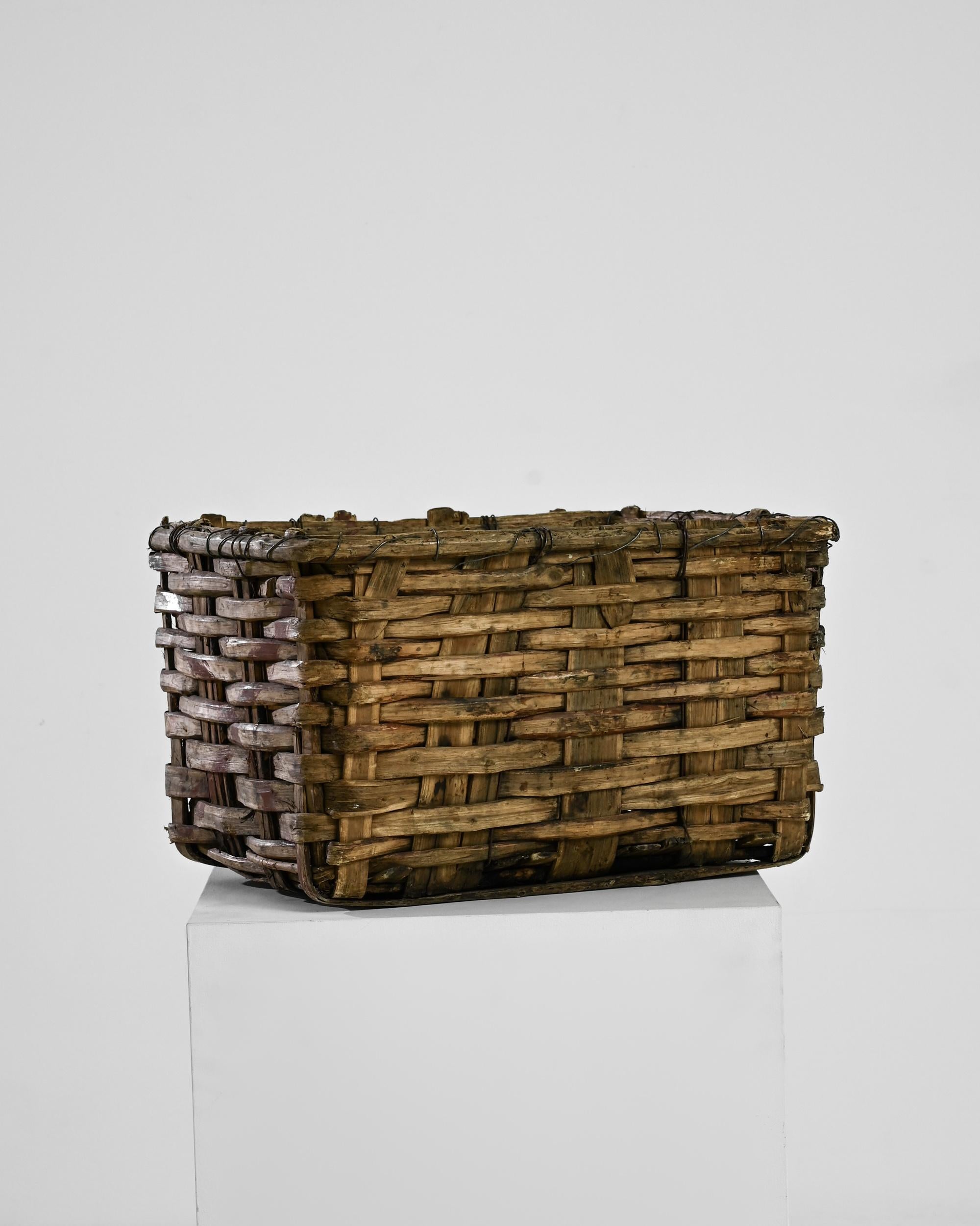 Wicker 20th Century Portuguese Wooden Grape Basket