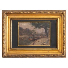 Vintage 20th Century Post-Impressionist Cargo Boat Painting