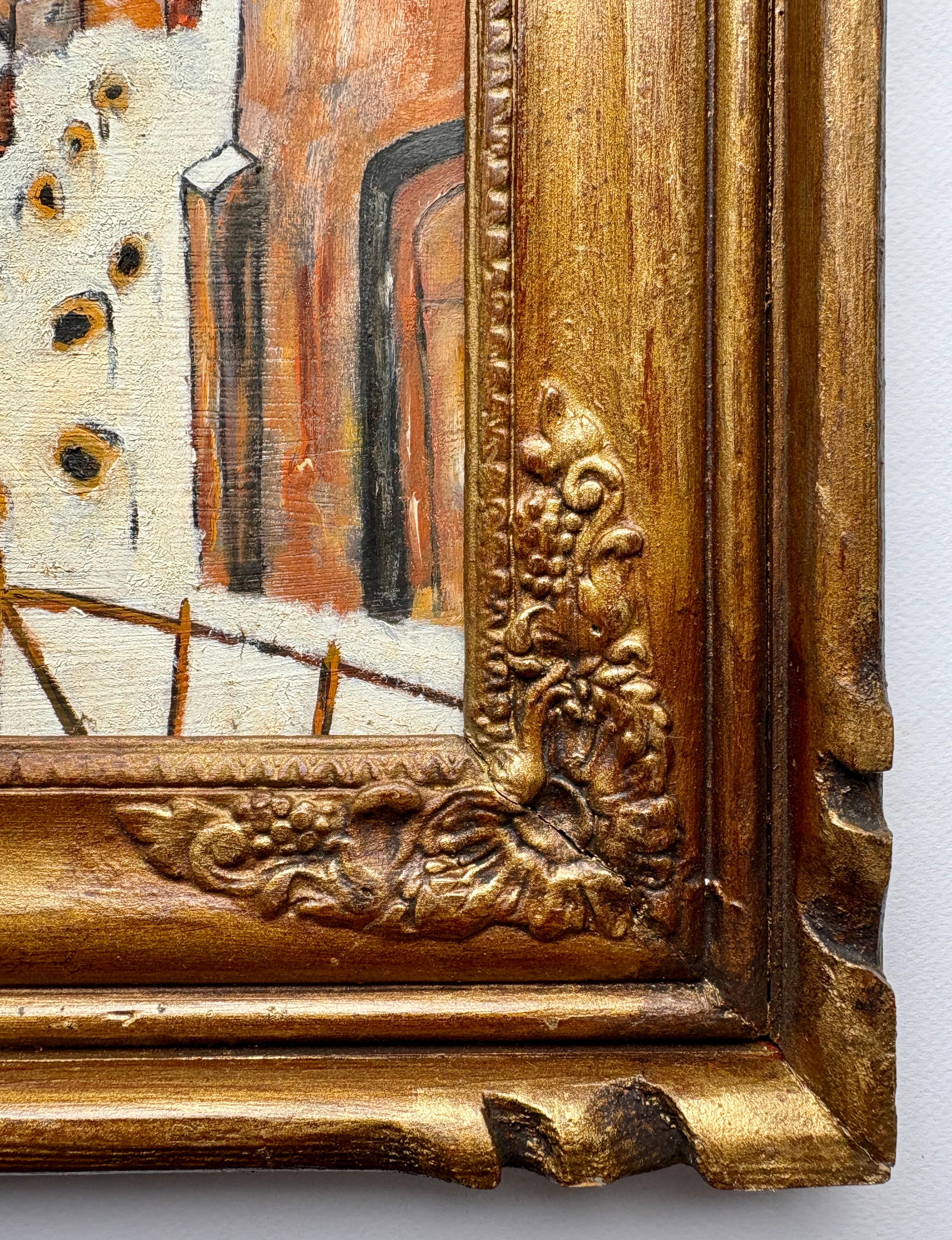 Postimpressionistisches französisches Ölgemälde des 20. Jahrhunderts mit winterlicher Dorfszene im Angebot 3
