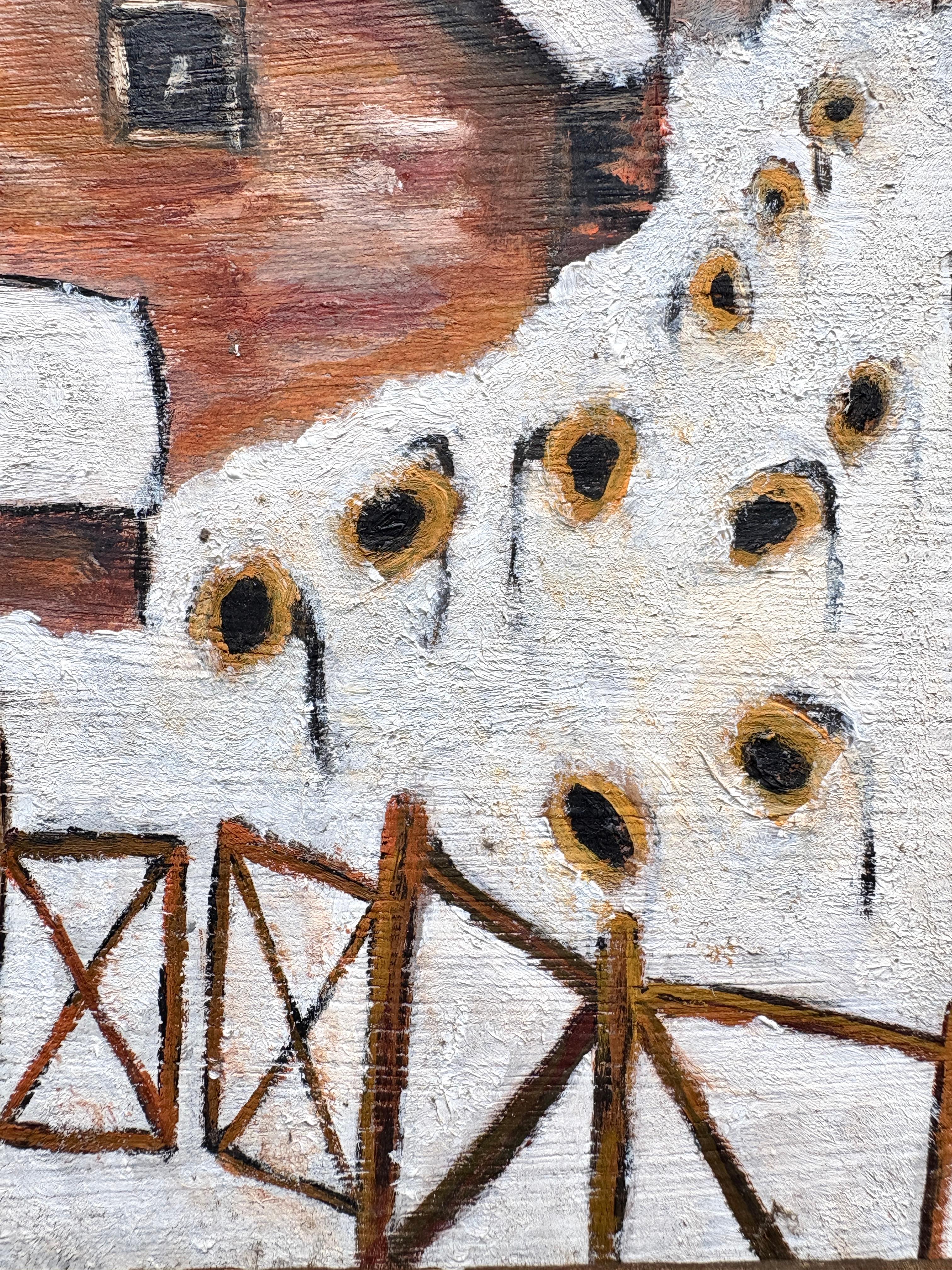 Postimpressionistisches französisches Ölgemälde des 20. Jahrhunderts mit winterlicher Dorfszene im Angebot 1