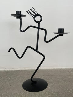 20th Century Post Modern Metal Man Candlestick Holder