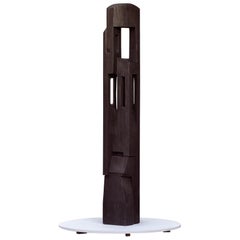 Scultura Totem in legno postmoderna del 20° secolo di A. Bertrand Creach