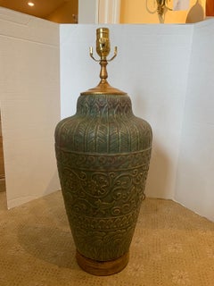 20th Century Pottery Vase as Lamp on Custom Gilt Base
