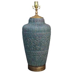 20th Century Pottery Vase as Lamp on Custom Gilt Base