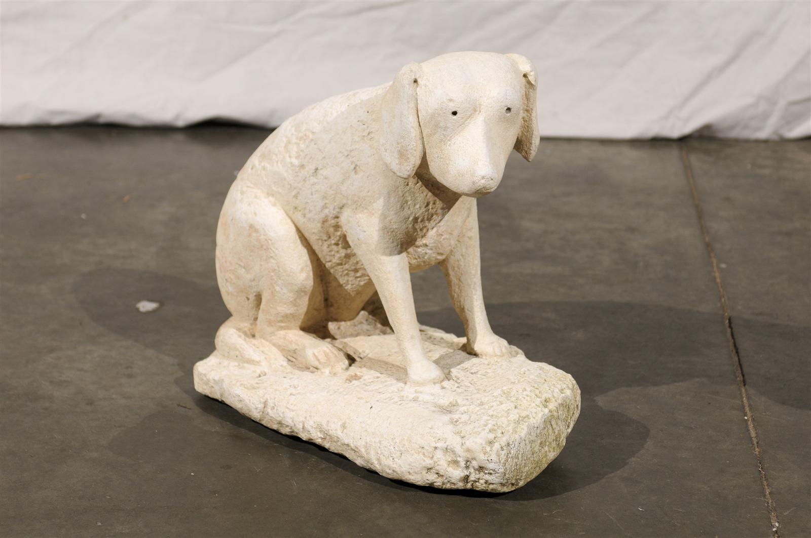 20th century primitive carved stone dog.