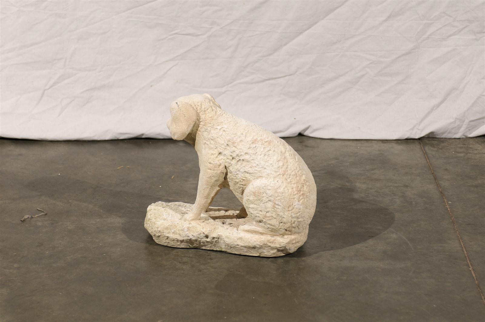 20th Century Primitive Carved Stone Dog In Good Condition For Sale In Atlanta, GA