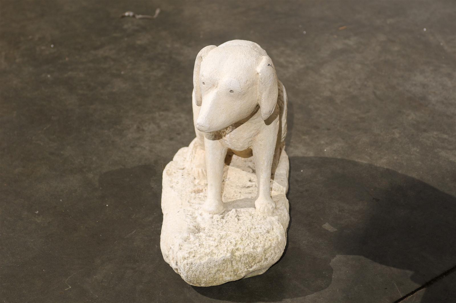 20th Century Primitive Carved Stone Dog For Sale 2