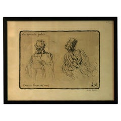 20th Century Print 85/500 "Deux Avocats" from the Drawing by Honore Daumier