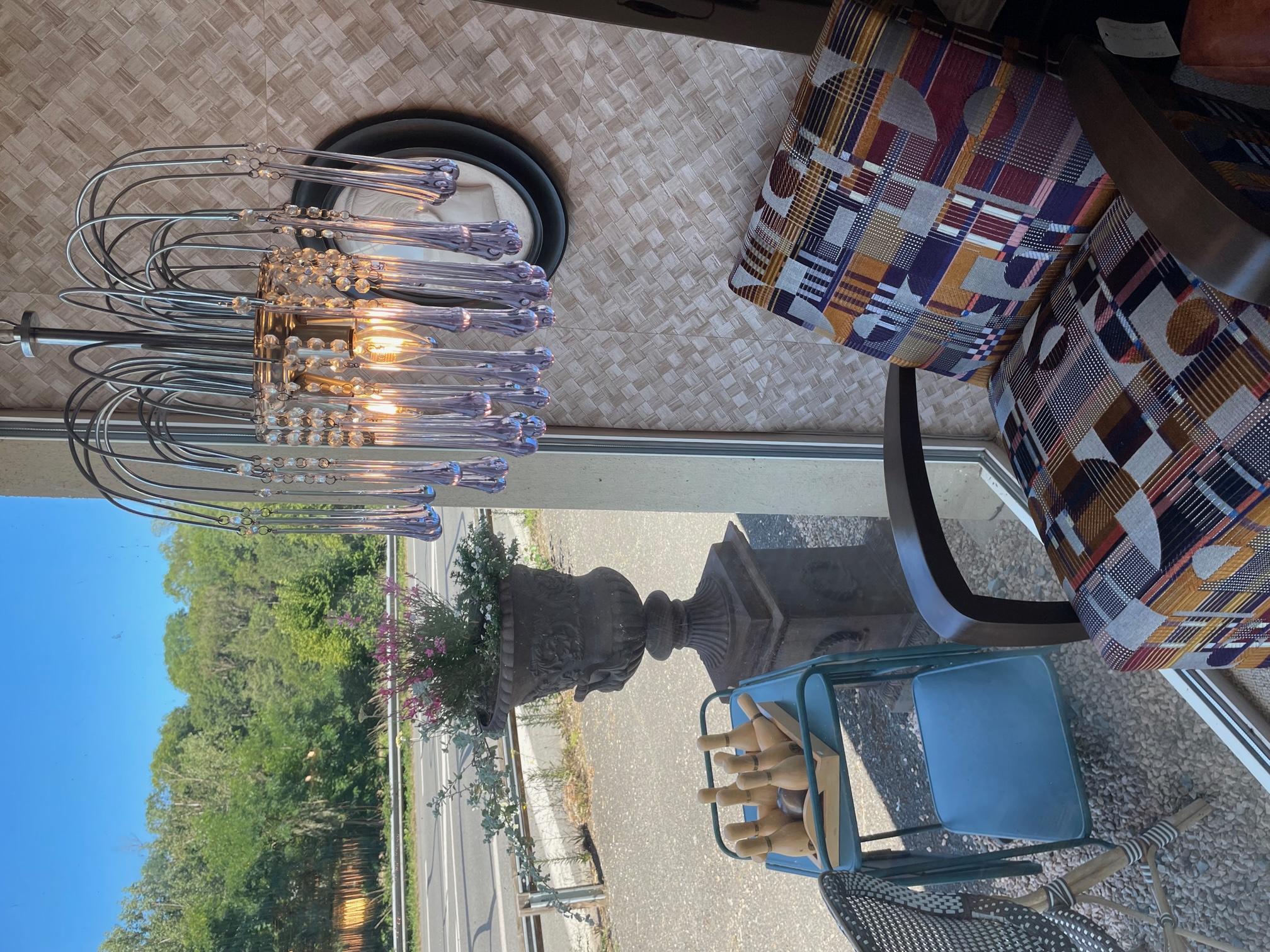 Lampe à suspension en verre violet et métal de Murano du XXe siècle, années 1950 en vente 5