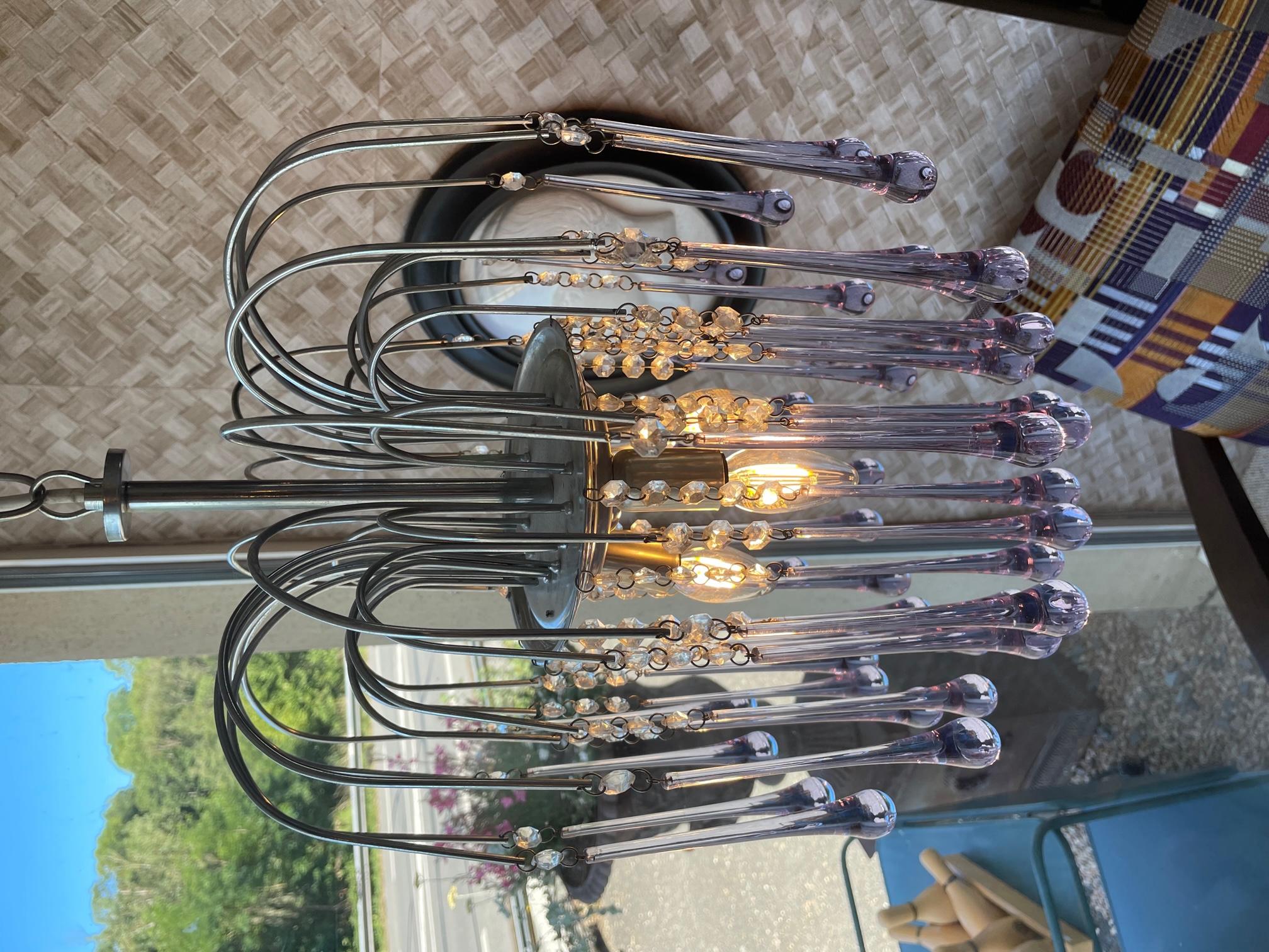 Lila Glastropfen und Metall-Murano-Anhänger aus dem 20. Jahrhundert, 1950er Jahre (Mitte des 20. Jahrhunderts) im Angebot