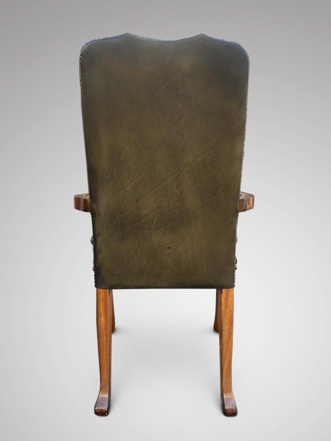 British 20th Century Queen Anne Style Leather Desk Armchair For Sale