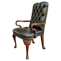Retro 20th Century Queen Anne Style Leather Desk Armchair