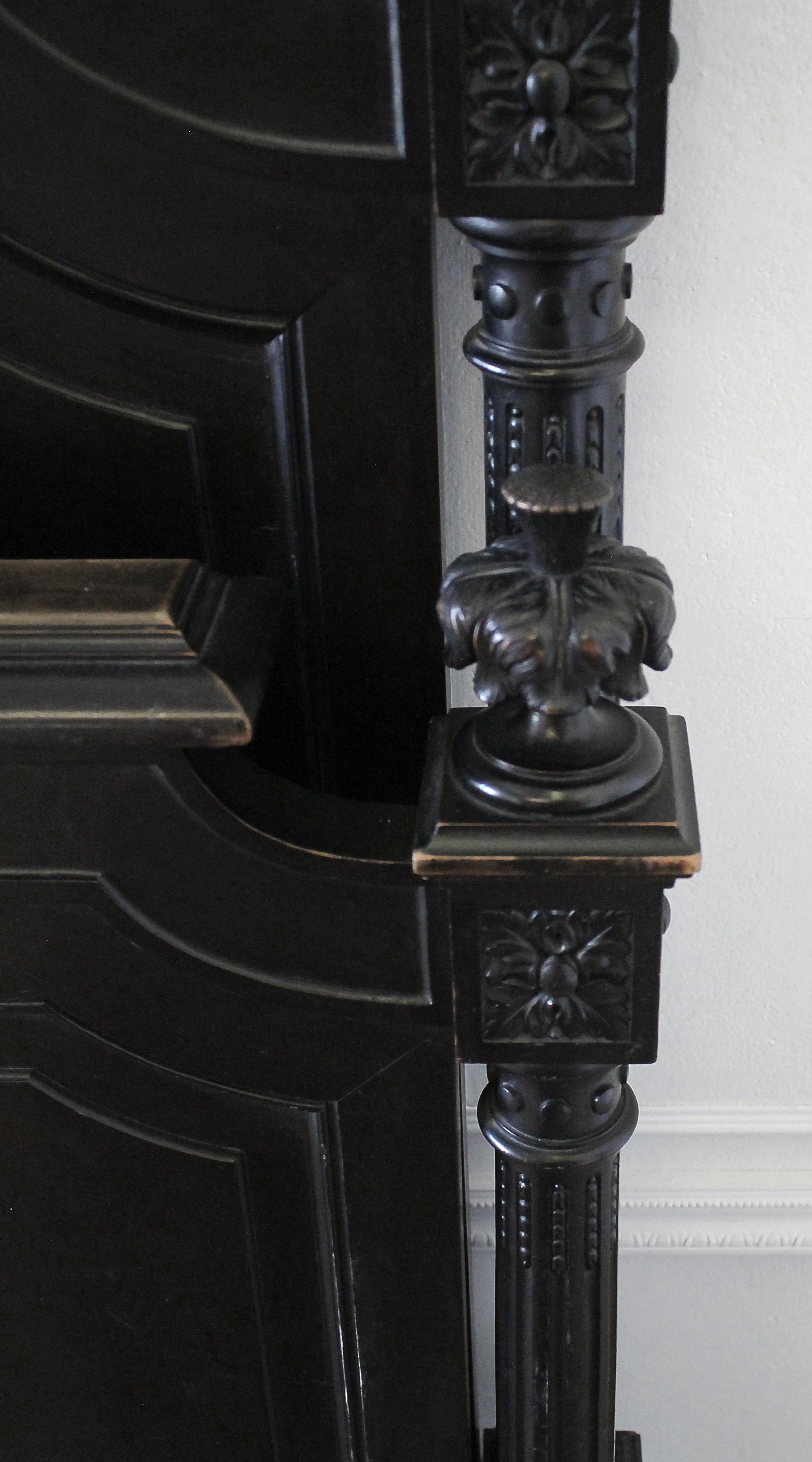 20th Century Queen-Size Ebonized Antique Louis XVI Style Bed 4