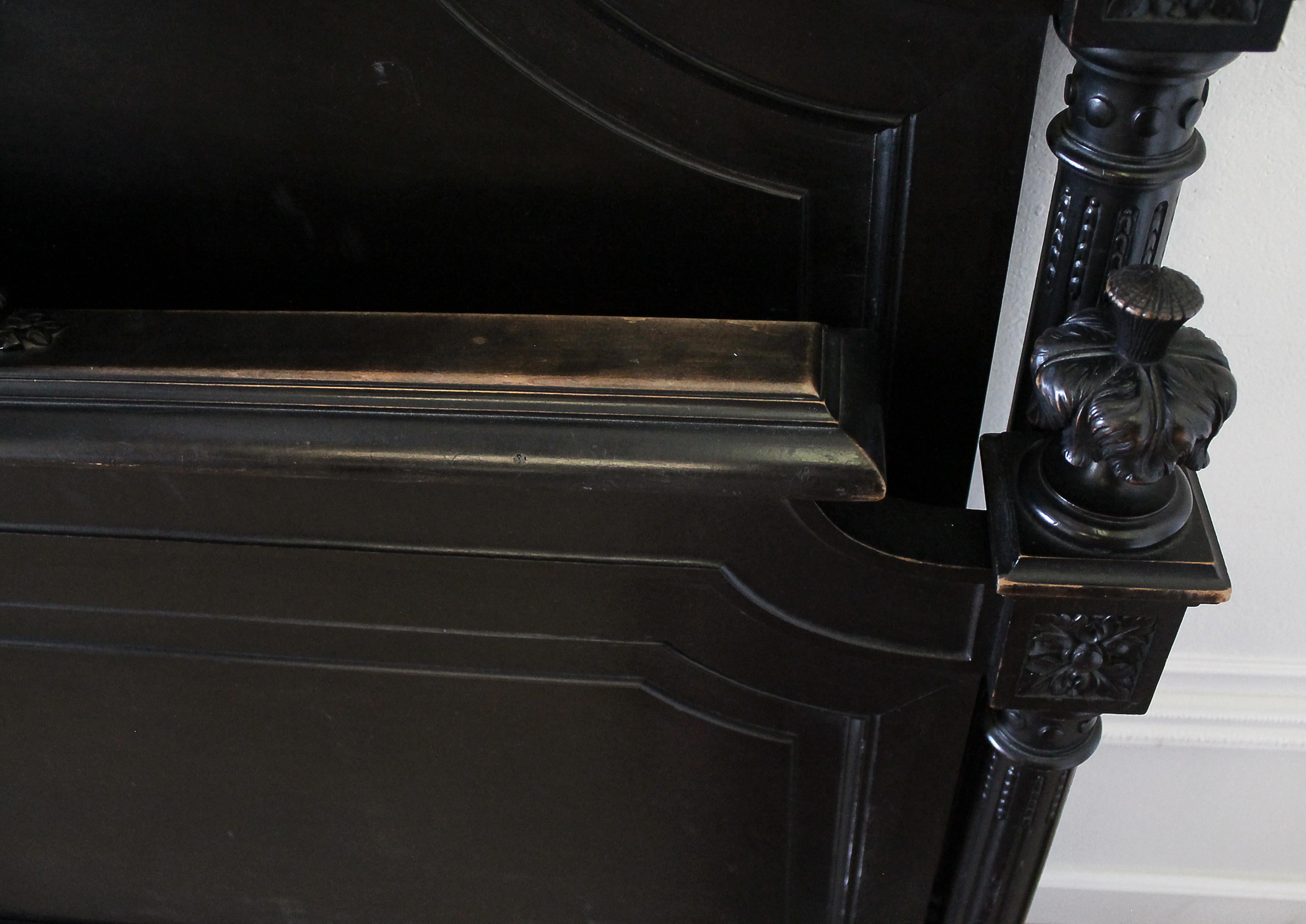 20th Century Queen-Size Ebonized Antique Louis XVI Style Bed 5