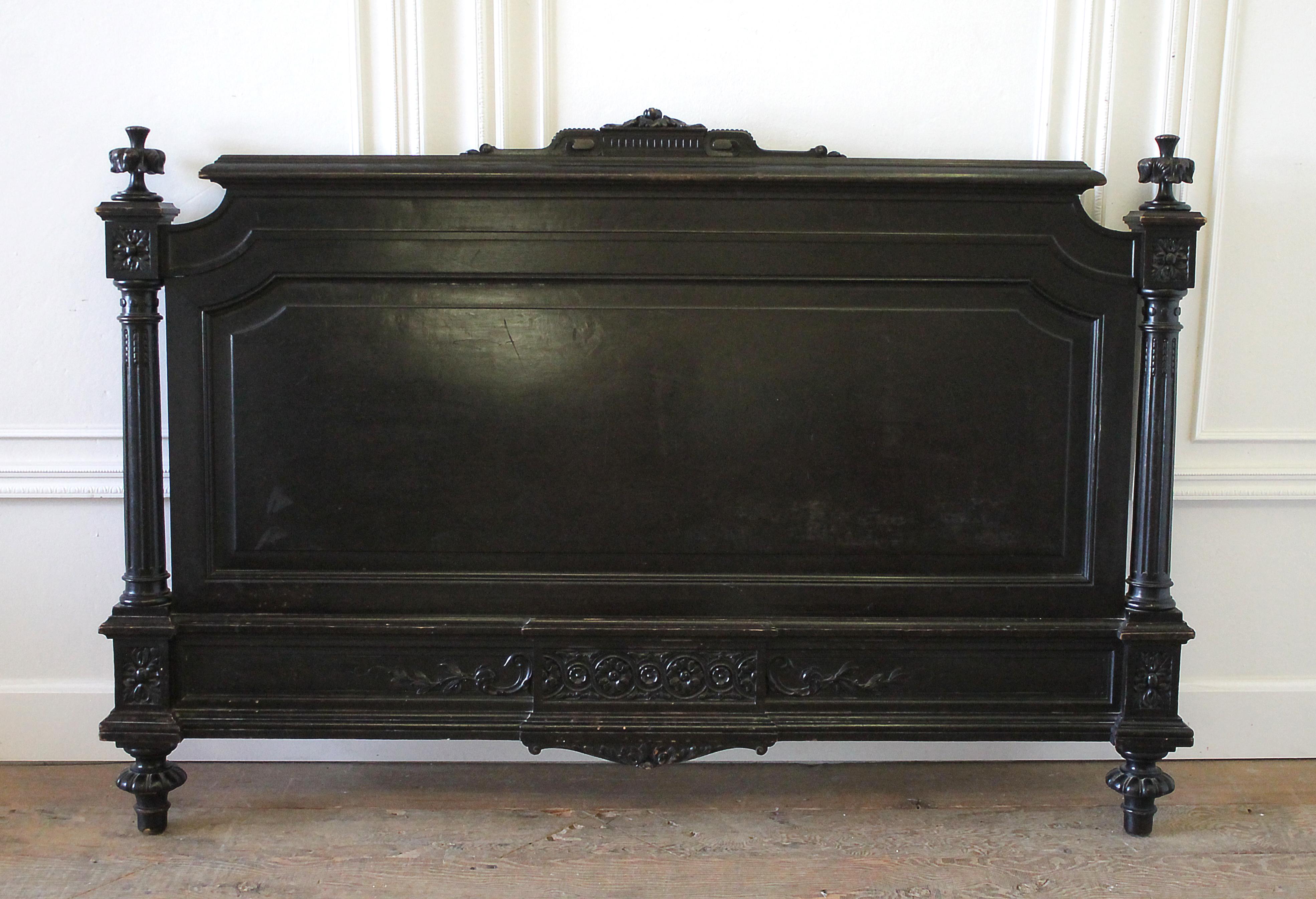 20th Century Queen-Size Ebonized Antique Louis XVI Style Bed 10