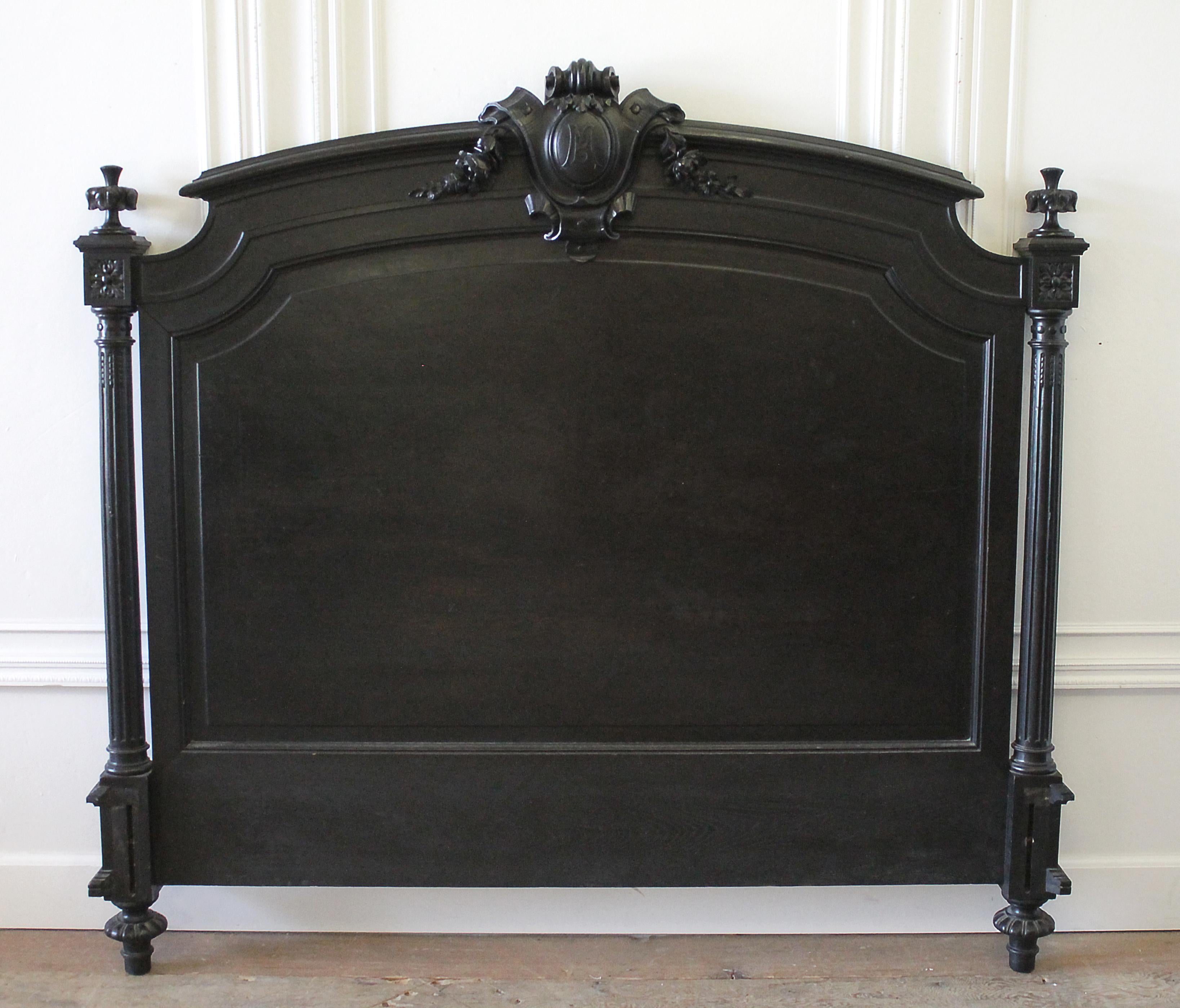 20th Century Queen-Size Ebonized Antique Louis XVI Style Bed 11