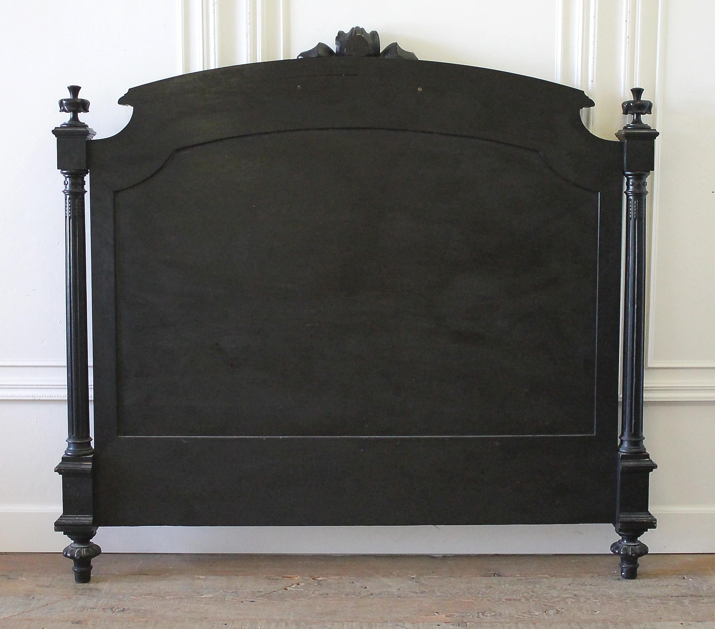 20th Century Queen-Size Ebonized Antique Louis XVI Style Bed 12