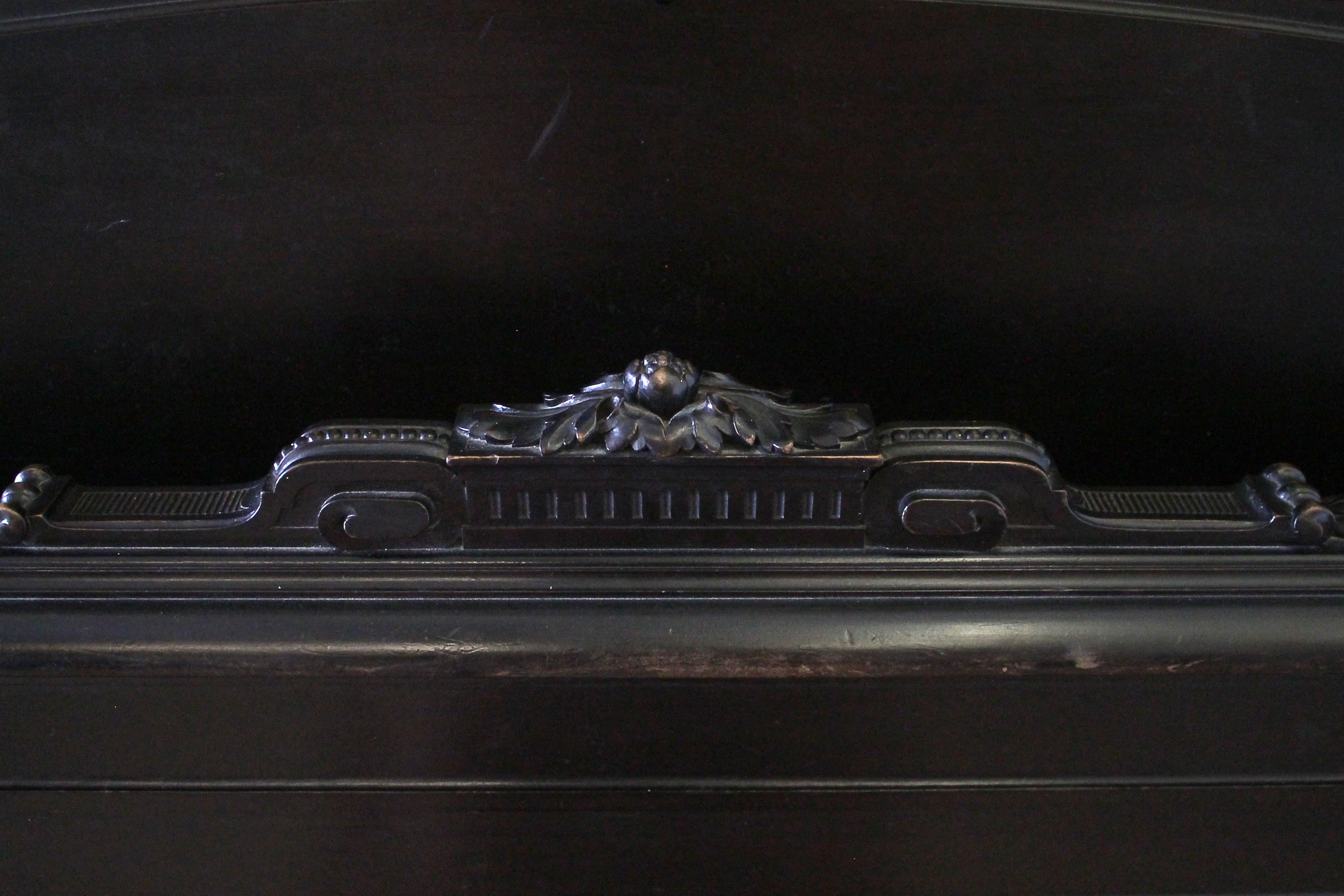 20th Century Queen-Size Ebonized Antique Louis XVI Style Bed In Good Condition In Old Town Orange, CA