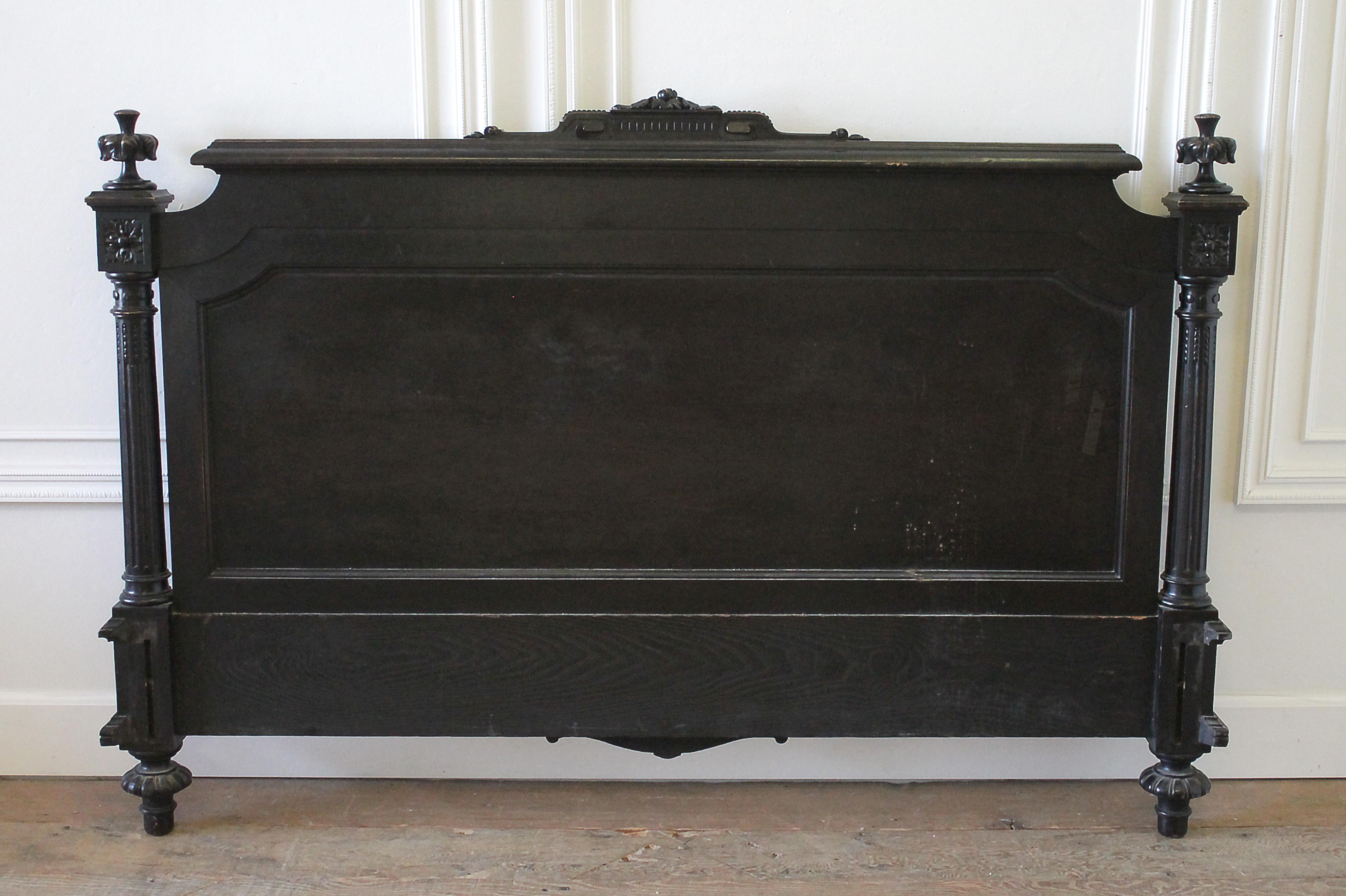 20th Century Queen-Size Ebonized Antique Louis XVI Style Bed 1