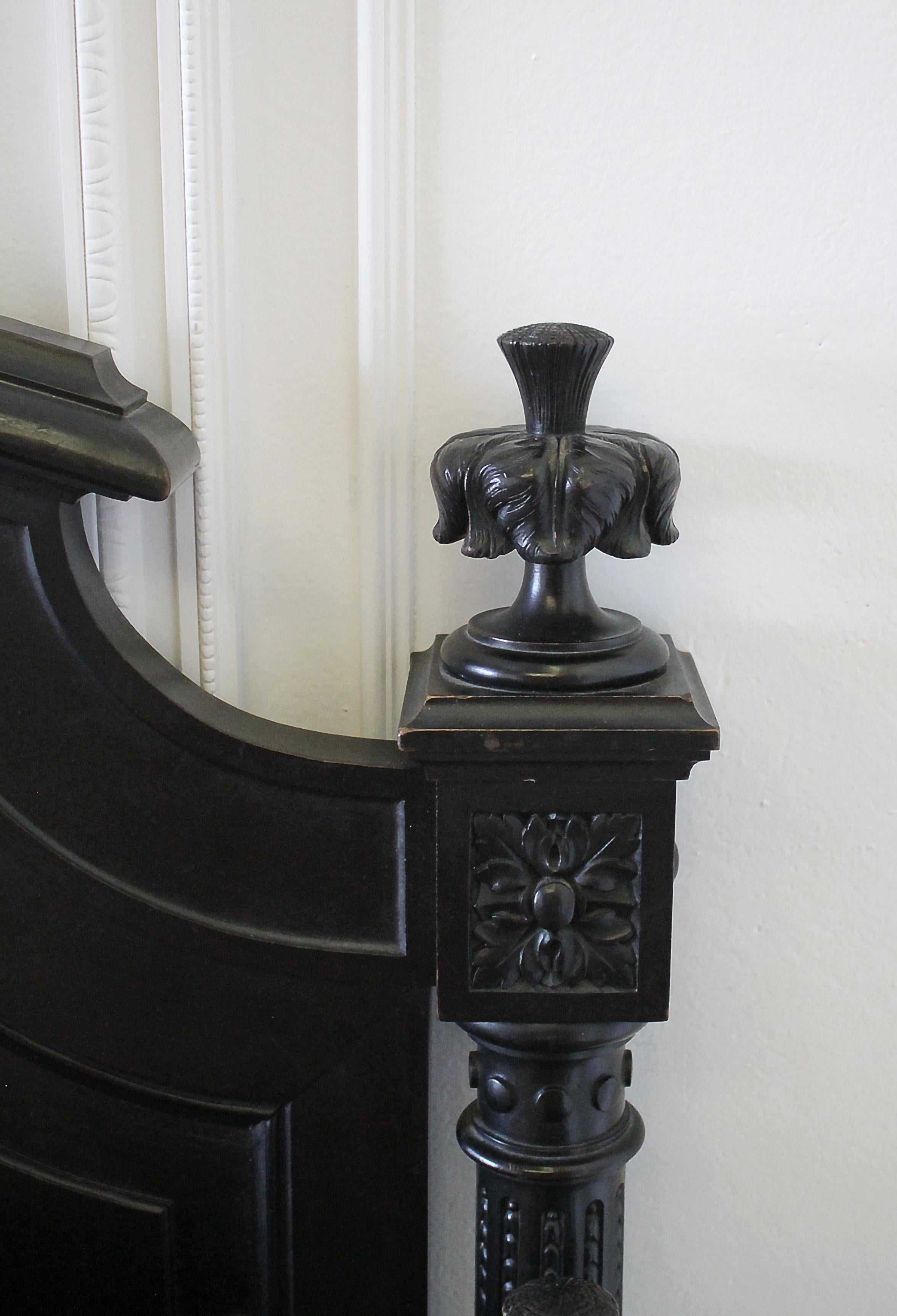 20th Century Queen-Size Ebonized Antique Louis XVI Style Bed 3