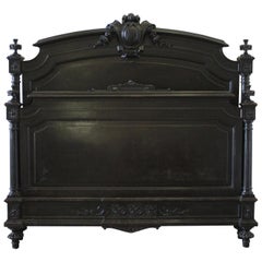20th Century Queen-Size Ebonized Antique Louis XVI Style Bed
