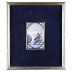 Antique 20th Century Ragamala Miniature on white Marble Rajasthan Framed India