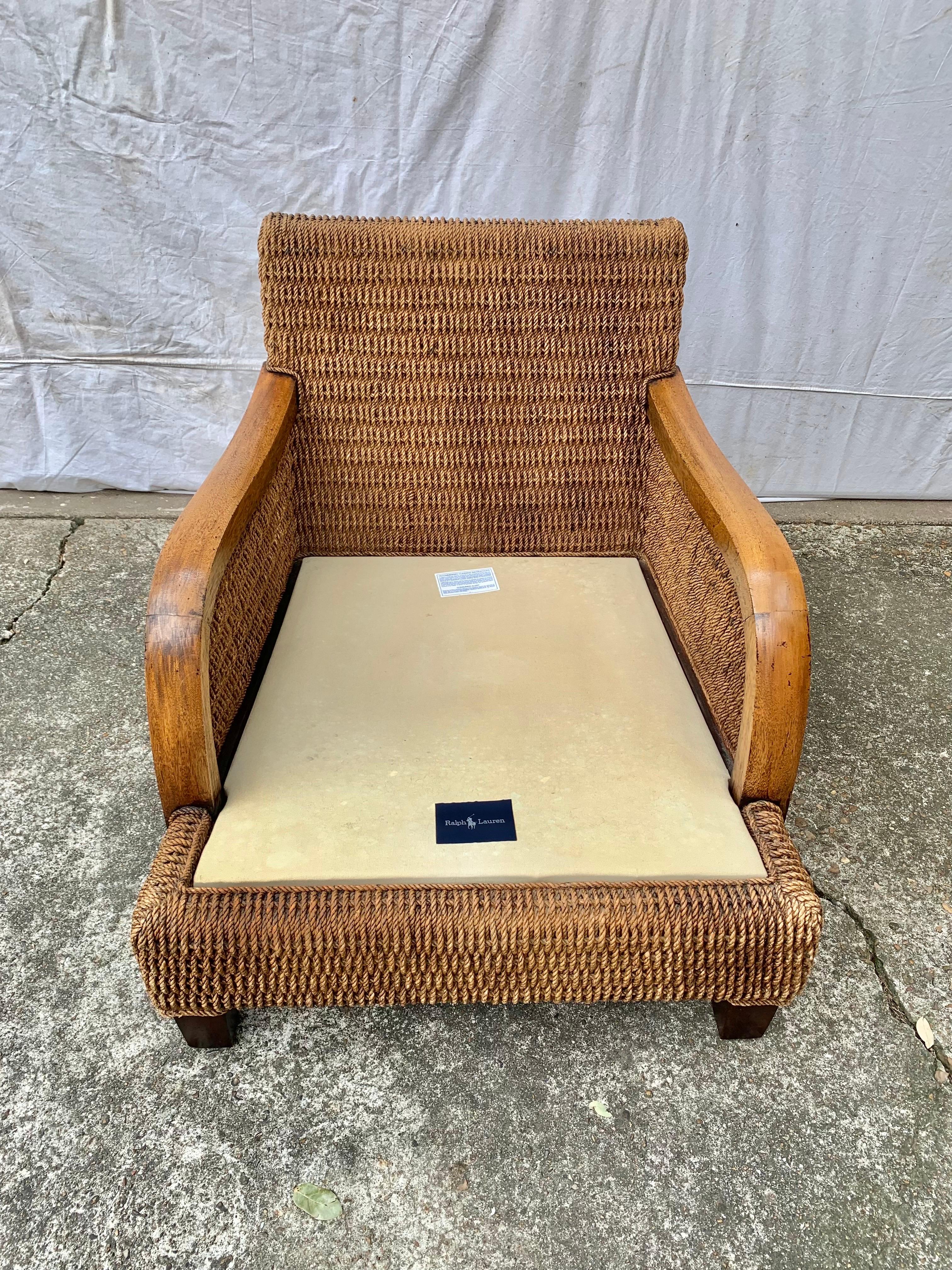 20th Century Ralph Lauren Barrymore Wicker Rope Armchair 4