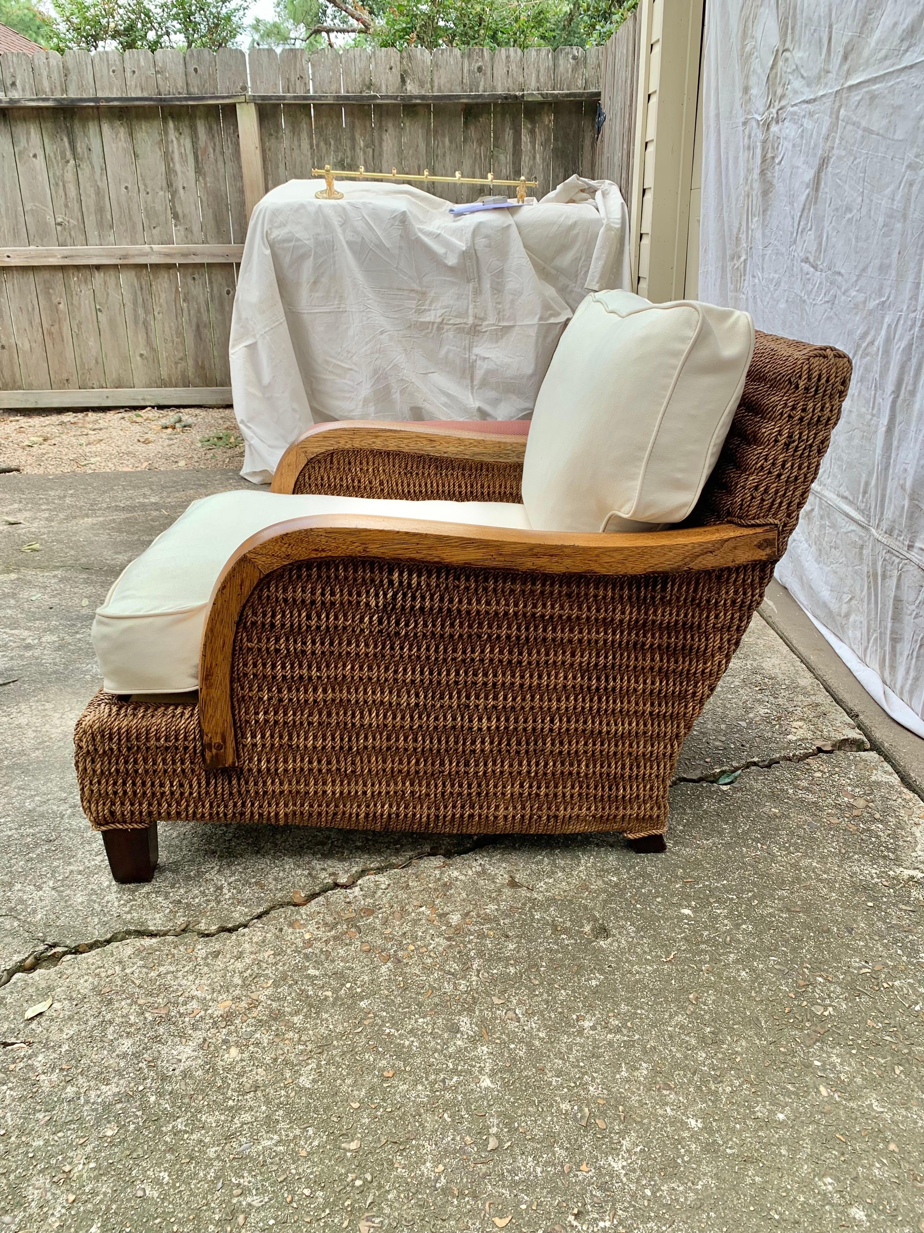 Hand-Crafted 20th Century Ralph Lauren Barrymore Wicker Rope Armchair