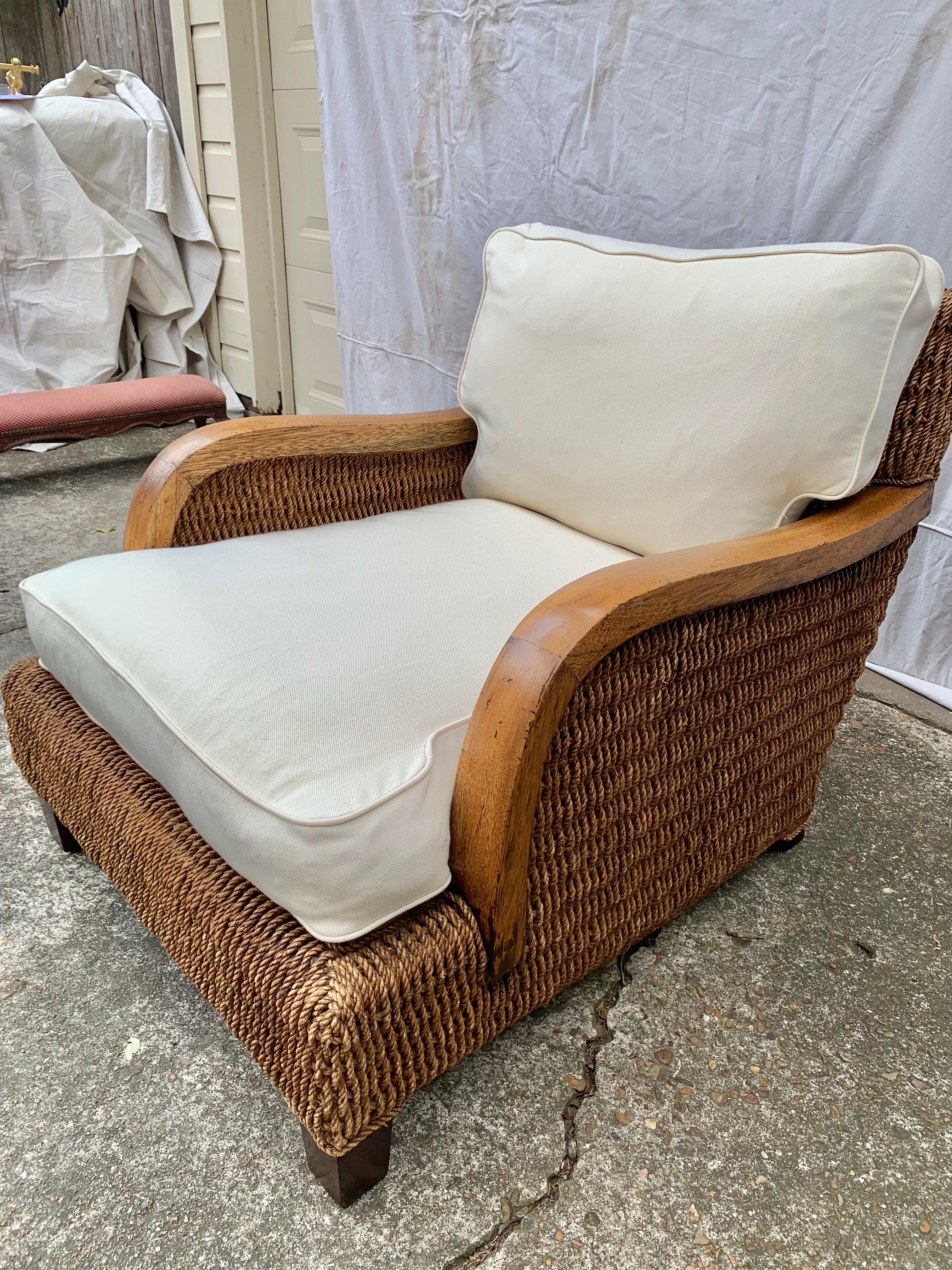 20th Century Ralph Lauren Barrymore Wicker Rope Armchair In Good Condition In Burton, TX