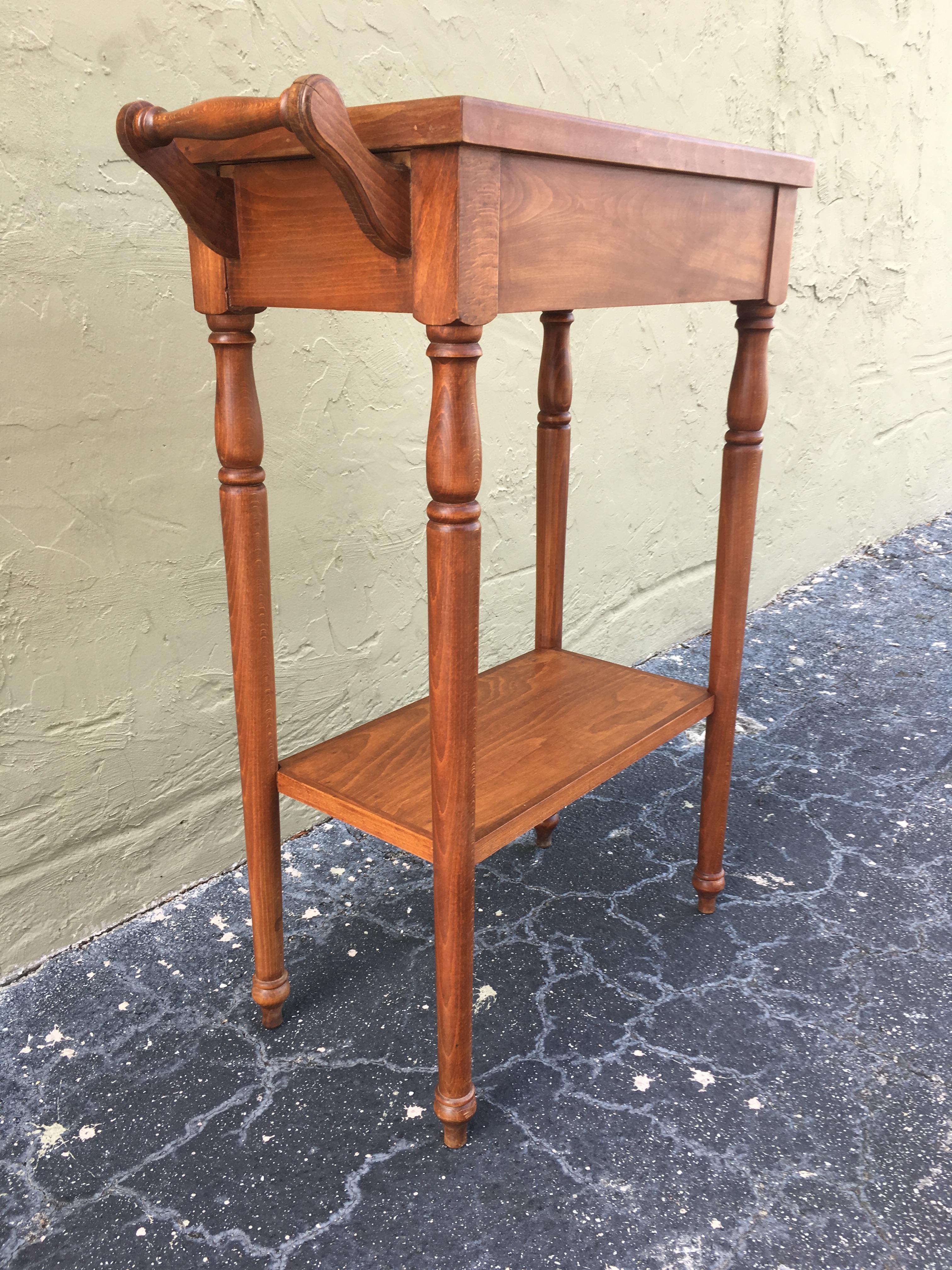 20th century rare high top auxiliary Spanish side table with drawer.