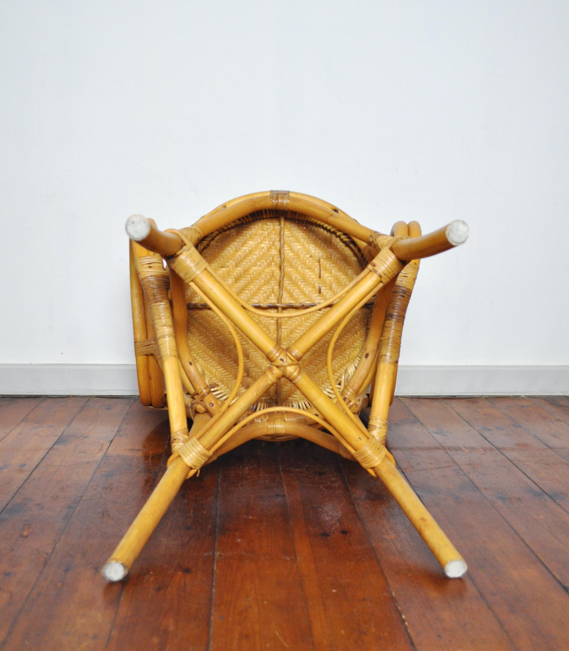 20th Century Rattan and Bamboo Armchair For Sale 6