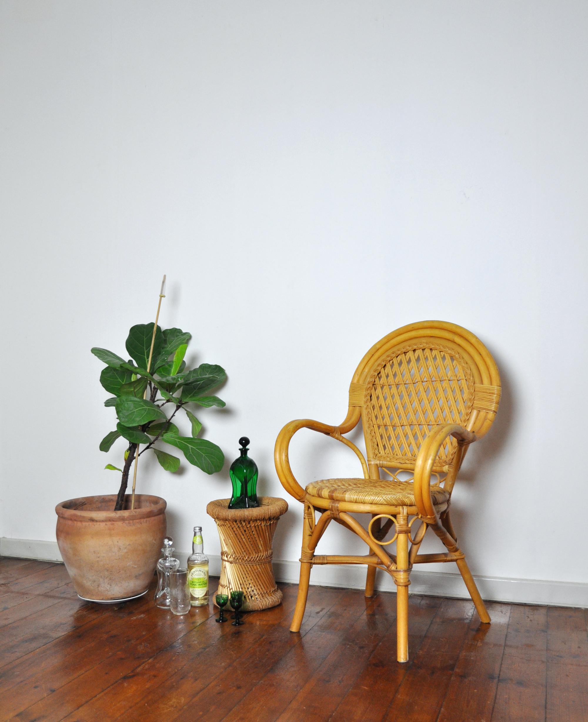 20th Century Rattan and Bamboo Armchair For Sale 7