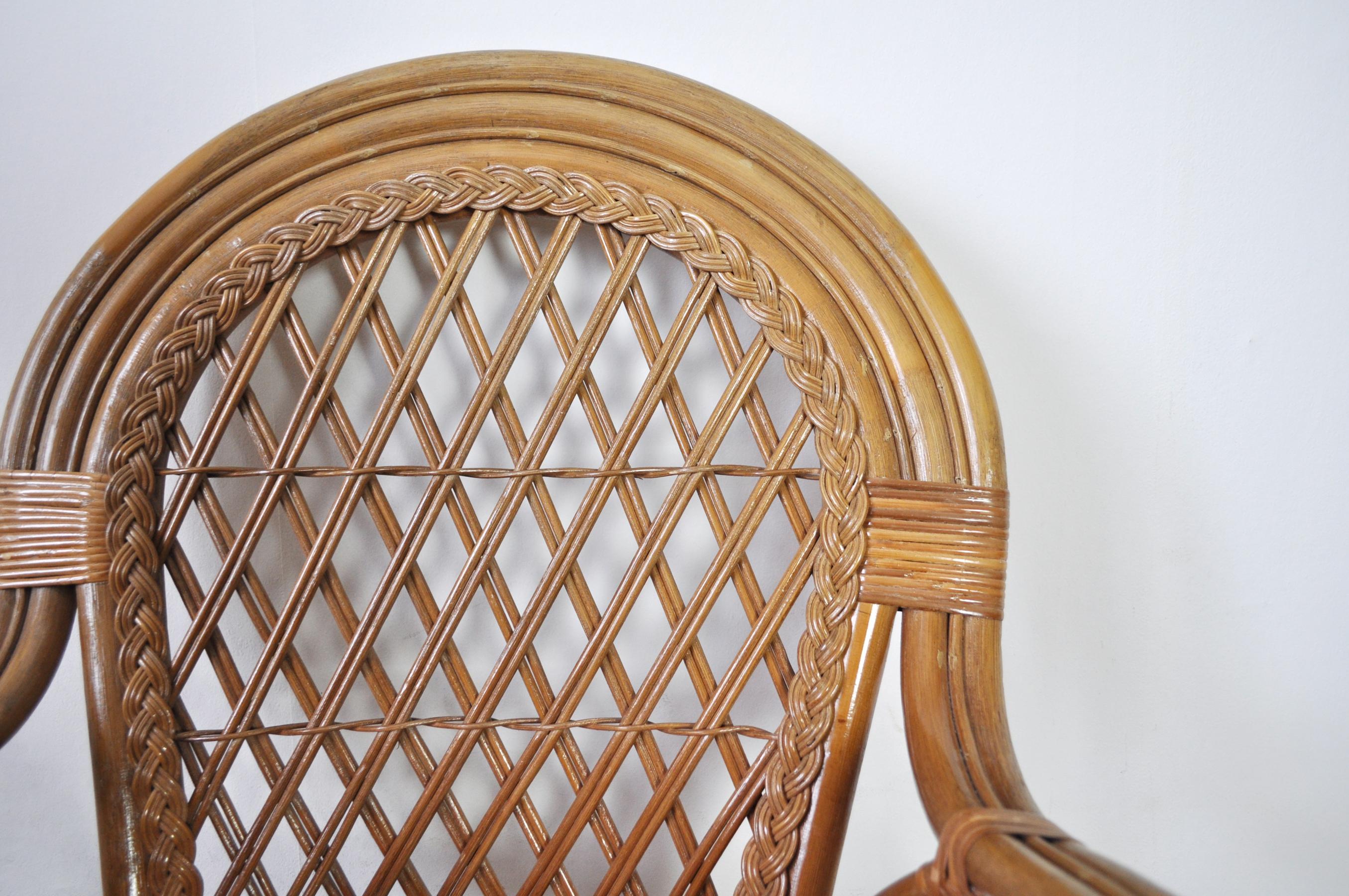 20th Century Rattan and Bamboo Armchair For Sale 2