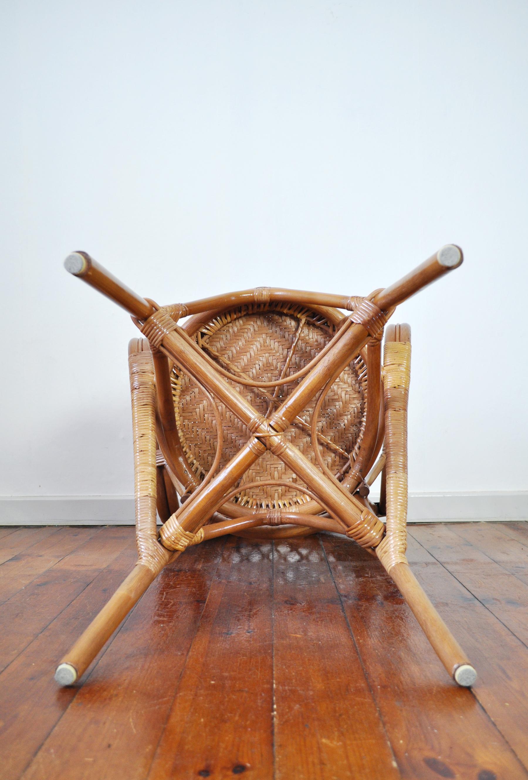 20th Century Rattan and Bamboo Armchair For Sale 4