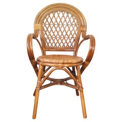 20th Century Rattan and Bamboo Armchair