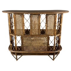Elegant Mid-Century French Provincial Rattan and Wicker Bar, 1950