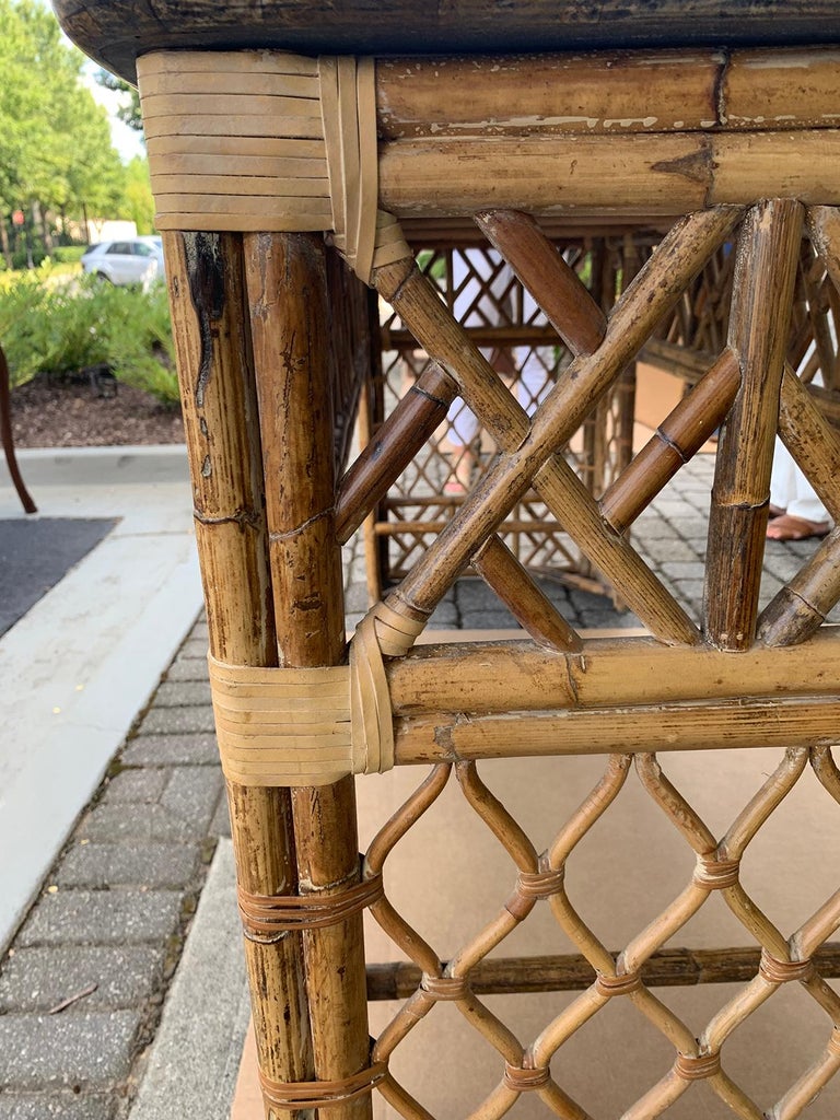 20th Century Rattan Console with Faux Stone Top at 1stDibs